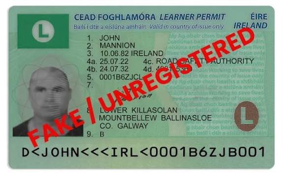 irish Fake learners permit